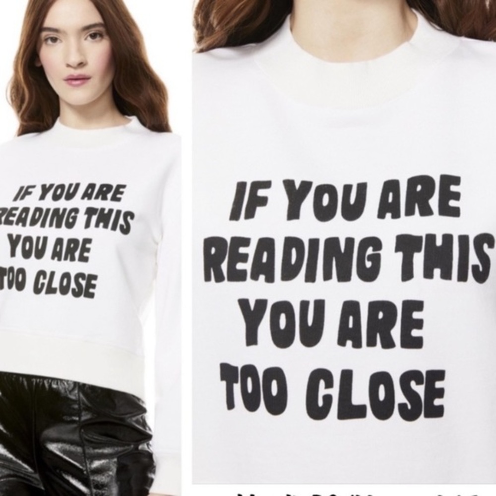 Alice + Olivia White Sweatshirt with Black‎ Text
